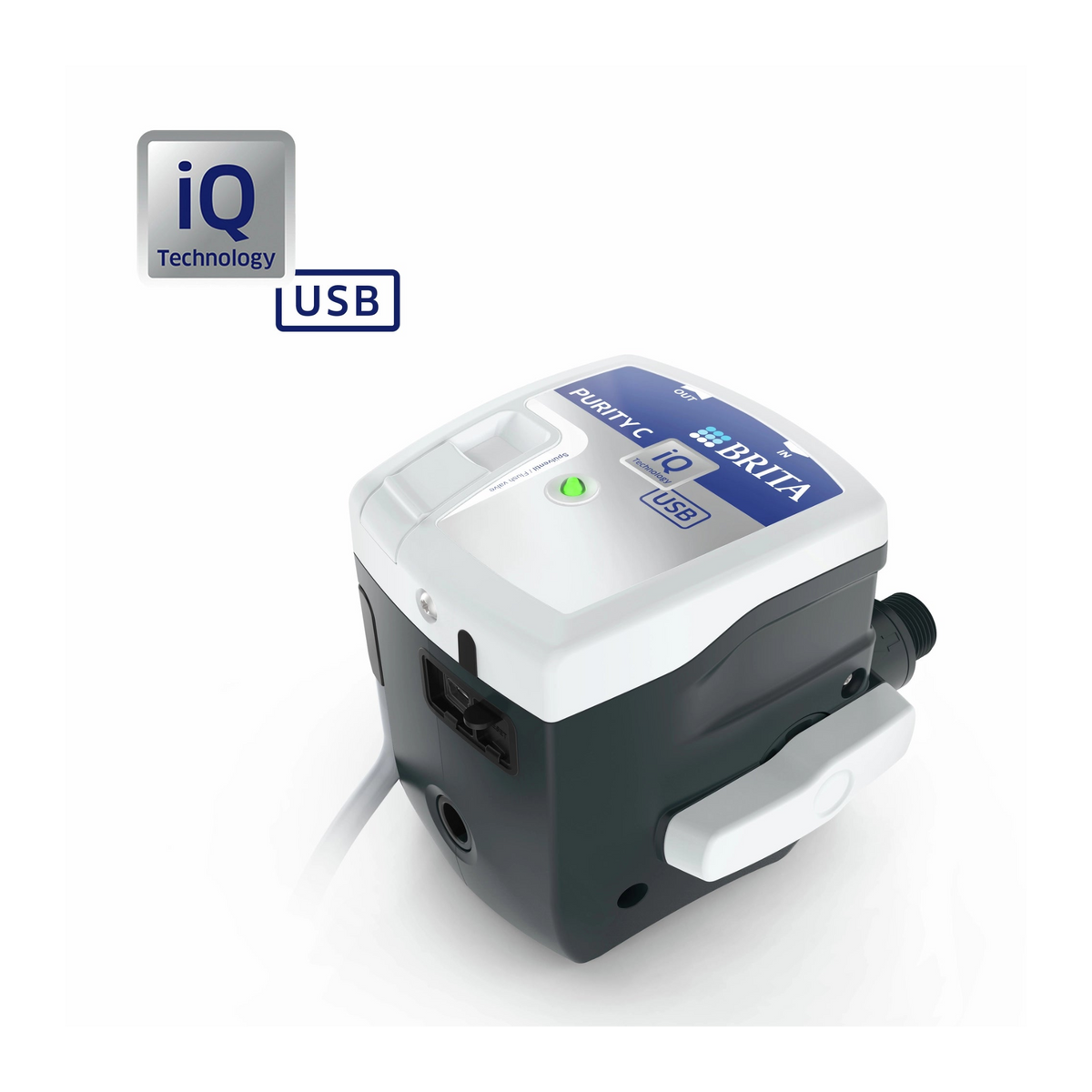 BRITA PURITY C filter head with iQ Technology and USB connectivity.