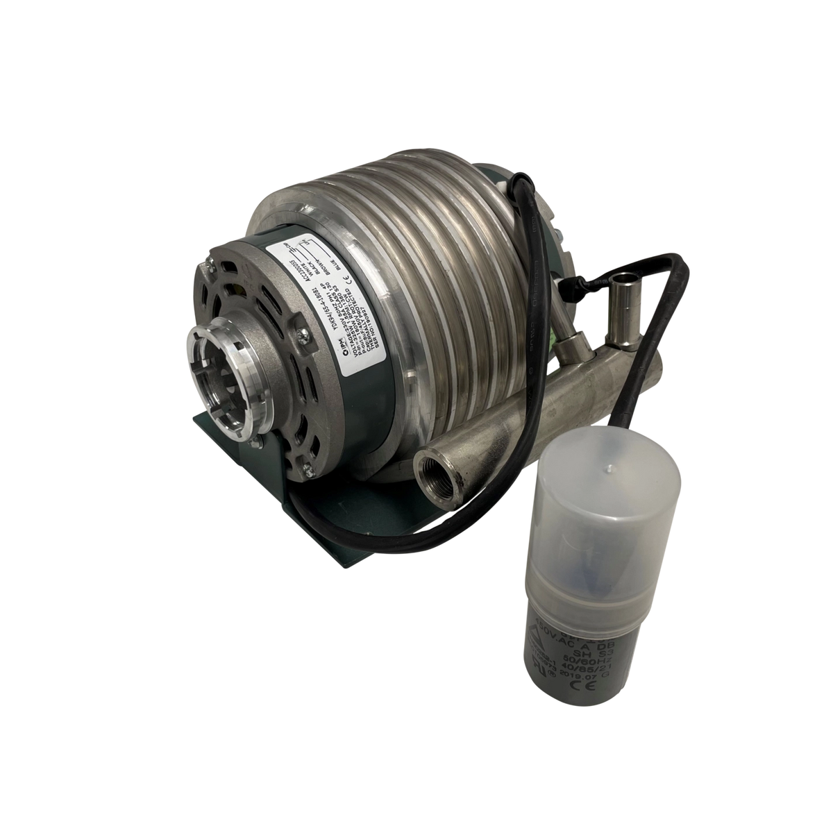 Side view of BRITA PROGUARD Gastronomy 200 motor spare part with metal housing and attached cable