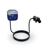BRITA iQ Meter device with blue front panel, LED indicator, connected cable, and flow sensor for professional water filtration systems.